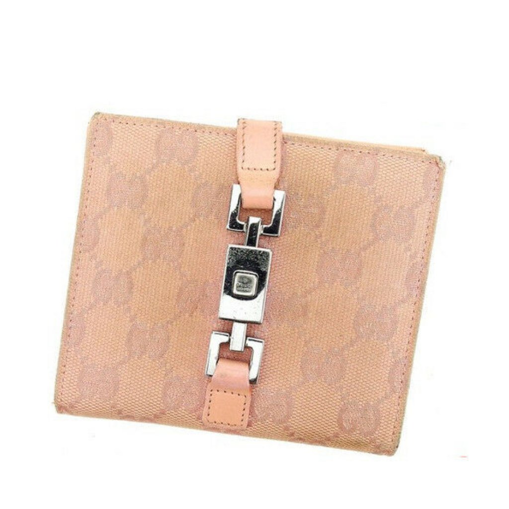 Gucci Wallet Purse Bifold G Logos Pink Woman Authentic Used Y4082